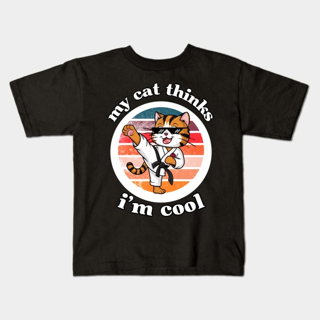 Cool Funny Cat Kids T-Shirt by Estrella Design